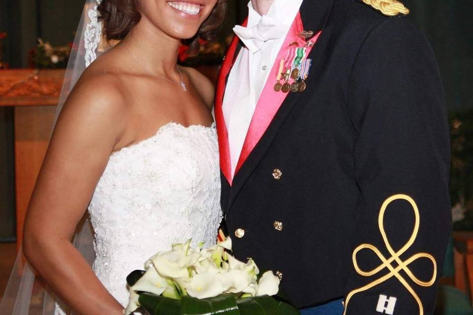 Military groom and bride