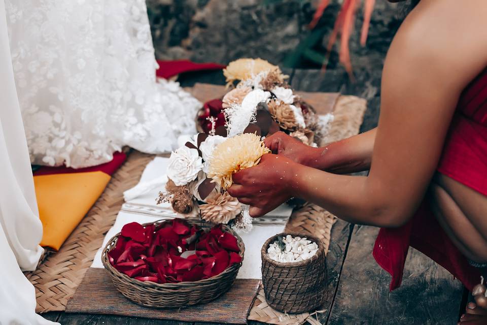 Ofrenda de fores y semillas