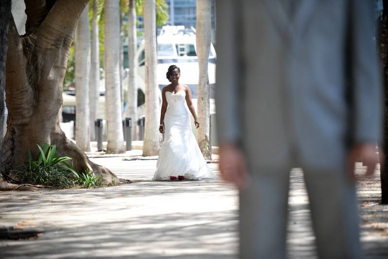Bride walking