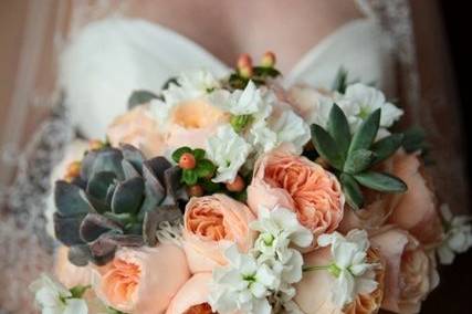 The bride holding her bouquet