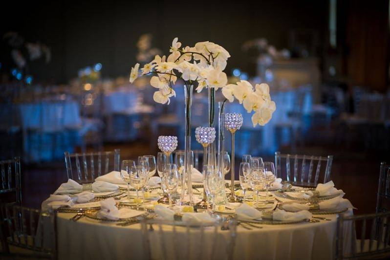 Table setup with centerpiece