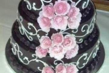 Chocolate Ganache Pink Rose Wedding Cake