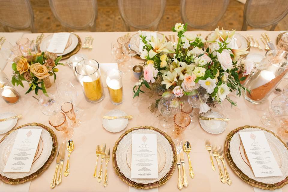 Table setup with centerpiece