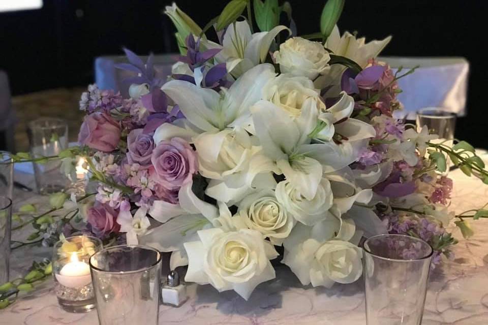 Lavender and White Centerpiece