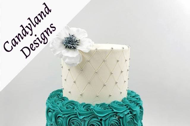 Turquoise teal wedding cake