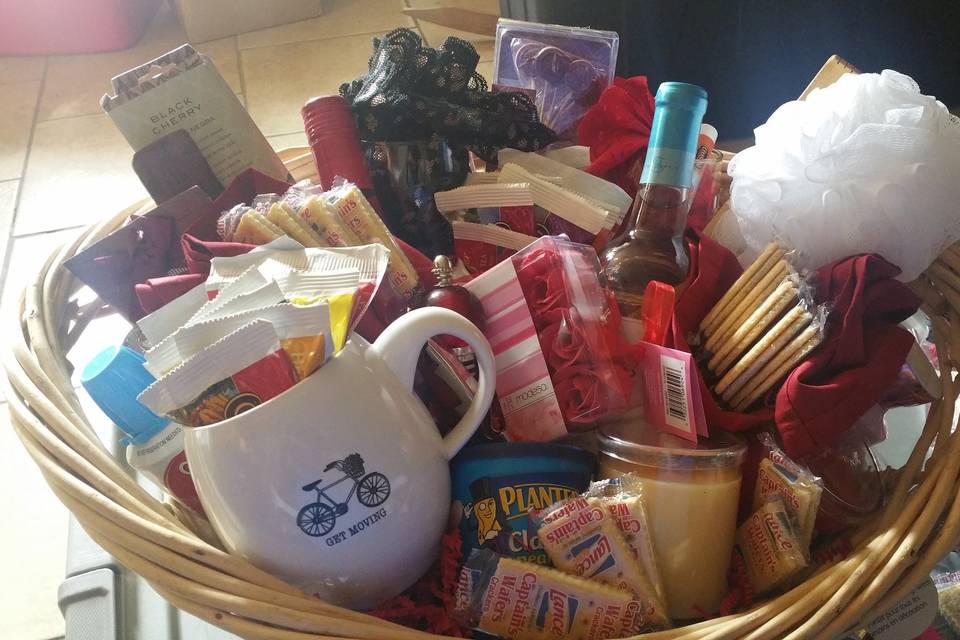 Honeymoon gift basket. Valued at $300