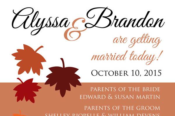 Alyssa & Brandon wedding programs.