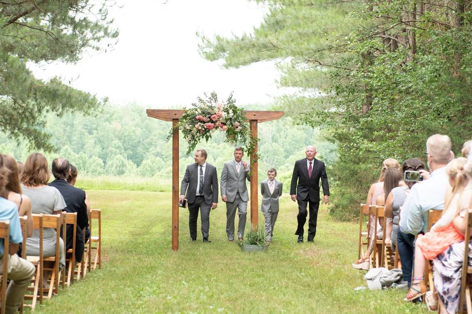 Wedding ceremony in woods