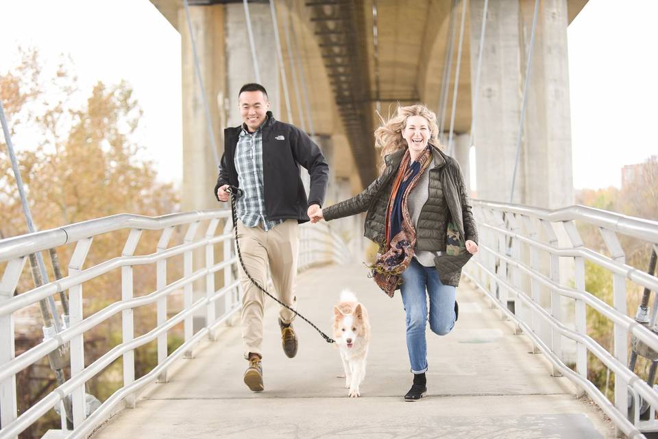 Belle Isle engagement with dog