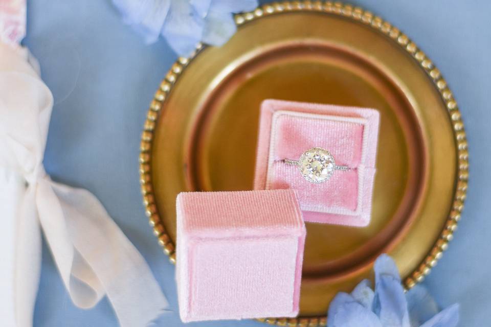 Engagement ring flatlay