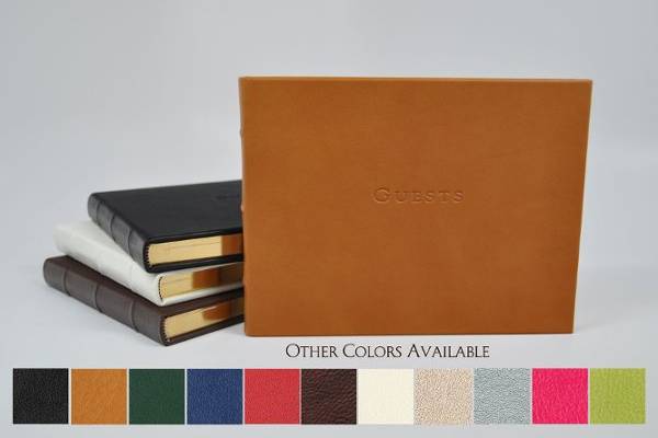 Genuine Leather Guest Book - great for weddings.  Can be personalized.  In many colors.  Gold or Silver Gilding.