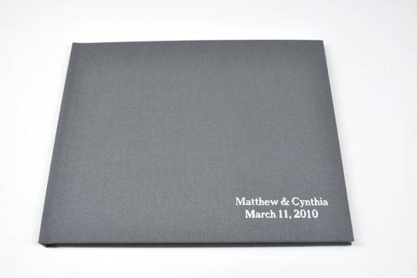 Gray guest book for weddings - personalized and in many color options.