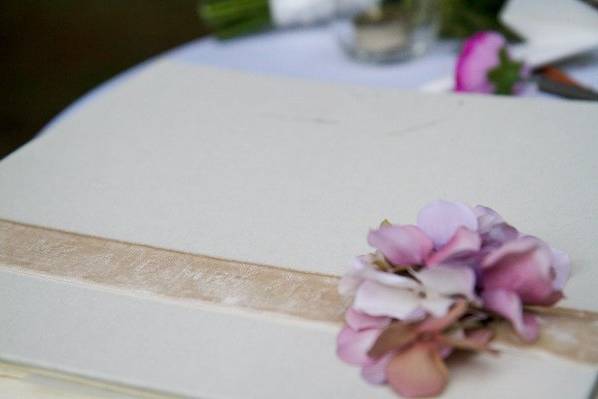 velvet ribbon with flower guest book