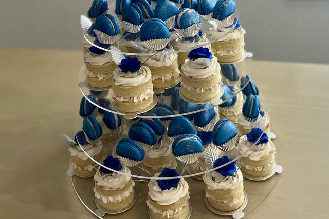 Cake, cupcakes, & macron tower