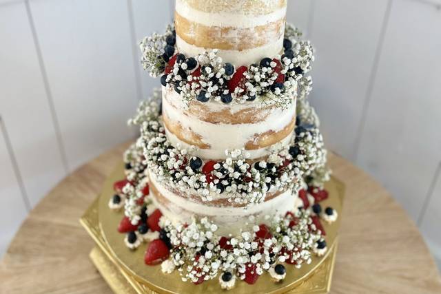 3 Tier Naked Berry Cake