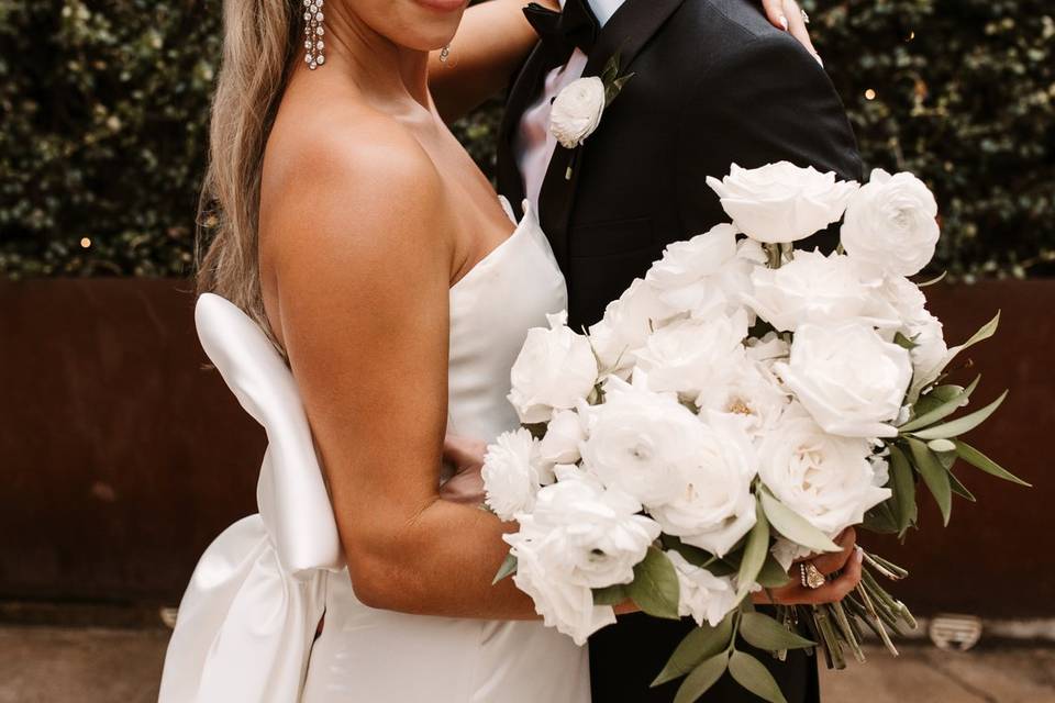 All white rose bride bouquet