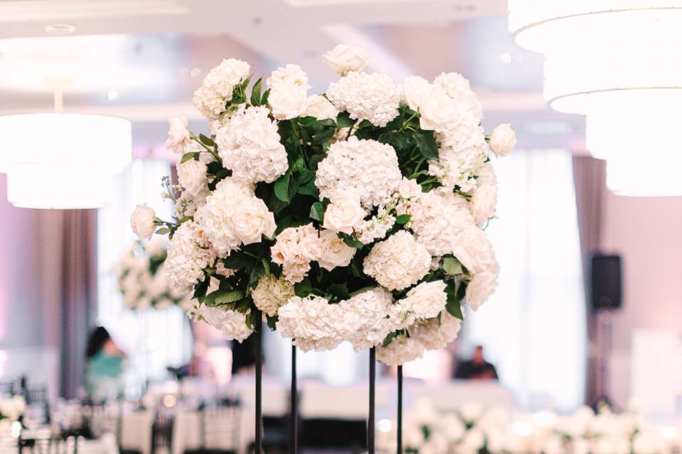 White flowers and greenery