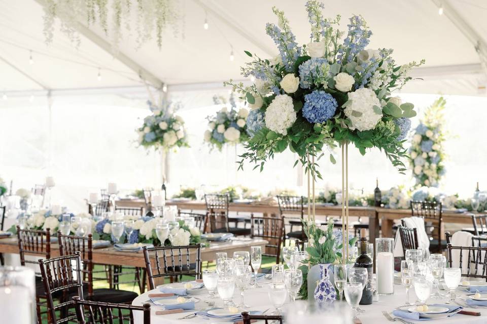 Blue and white wedding