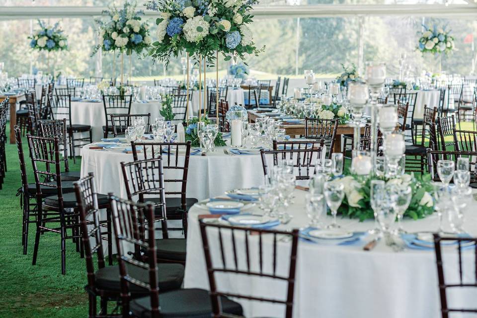 Blue and white wedding