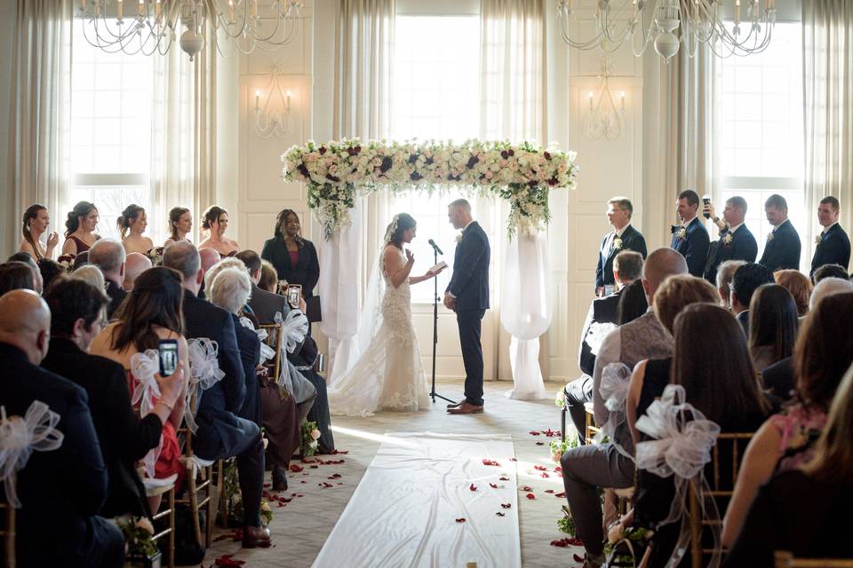 Couple reading their vows