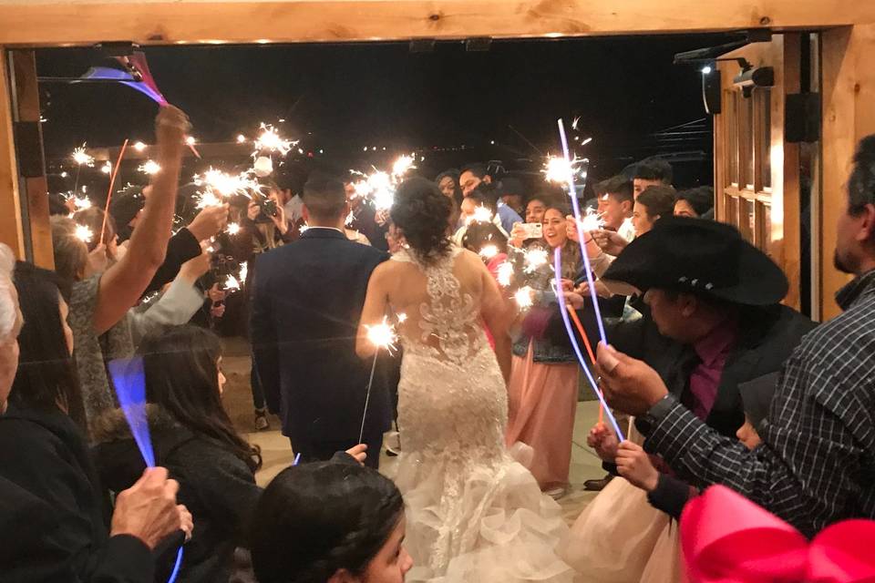 Couple and sparkler send-off