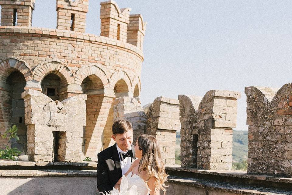 Bride and Groom in a Castle