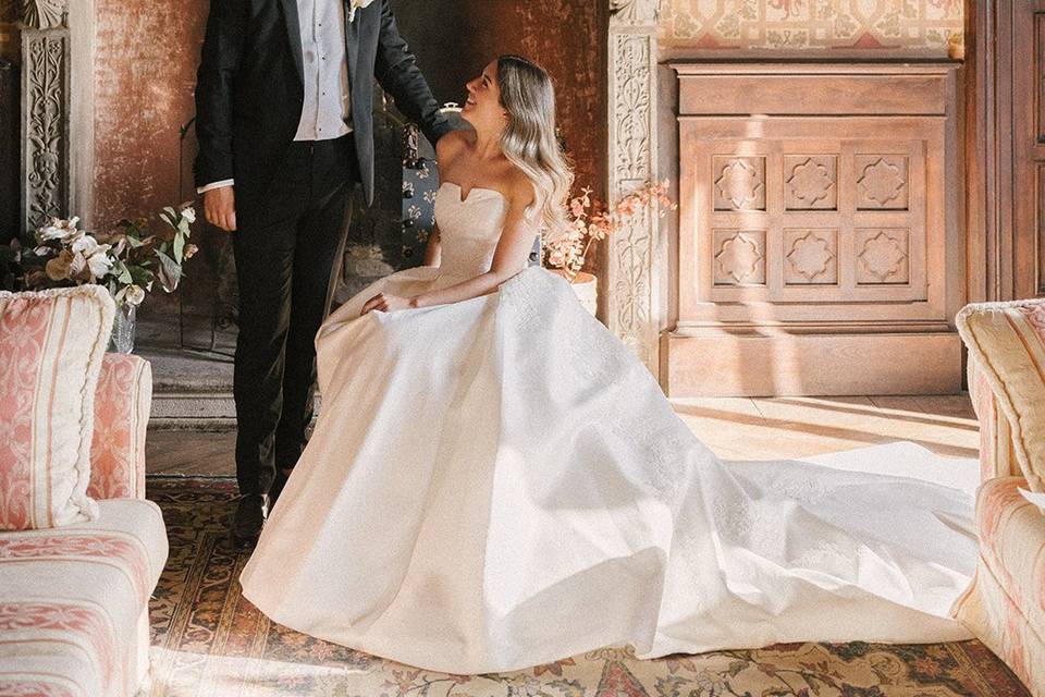 Bride and Groom in a Castle