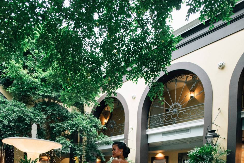 Bridal Portrait in Courtyard