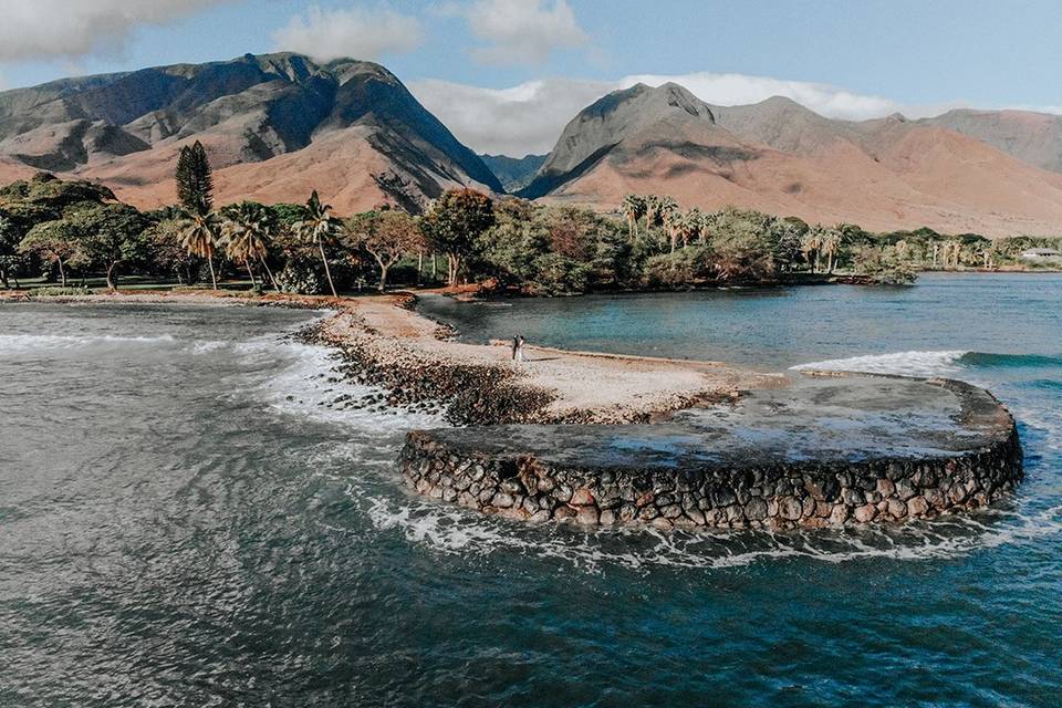 Drone wedding still at Olowalu