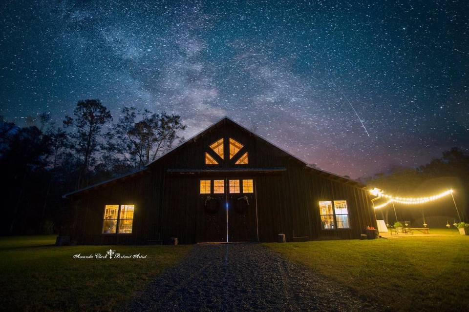 Breathtaking barn at night
