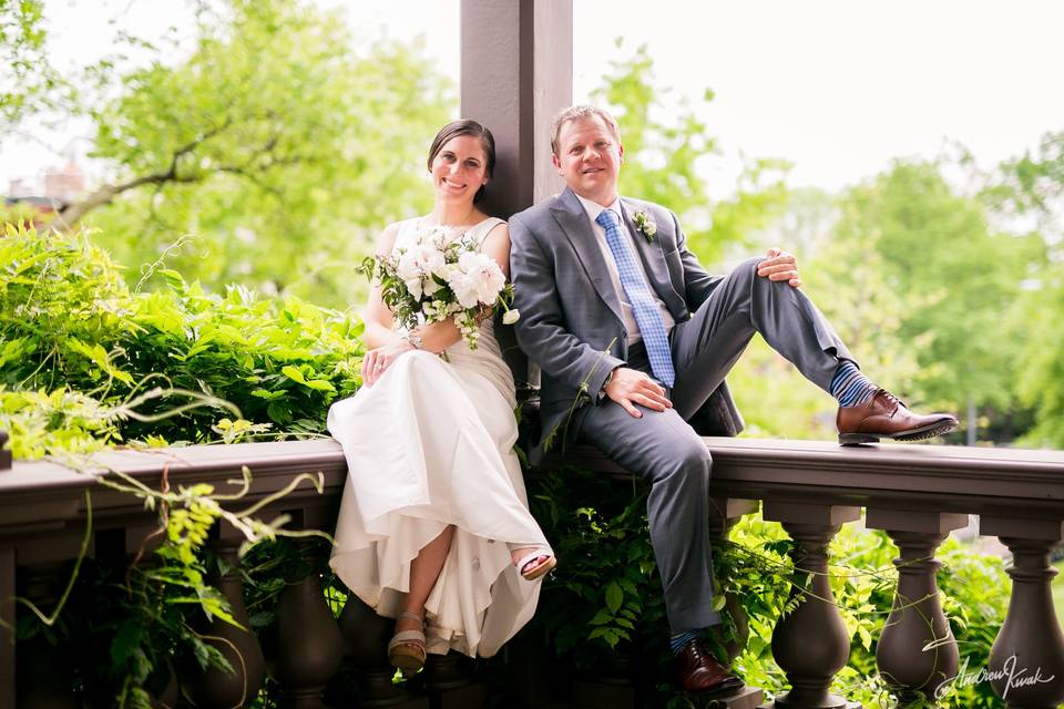 Newlyweds on the ledge