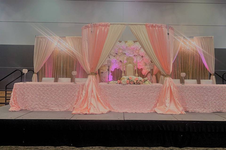 Head table backdrop and canopy