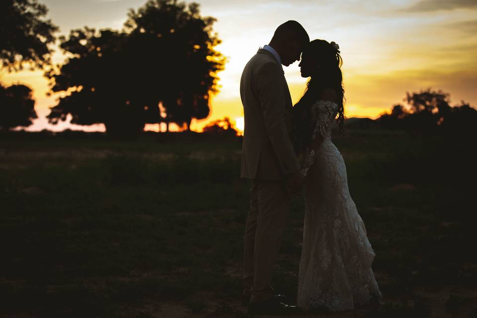 Couples photo with sunset