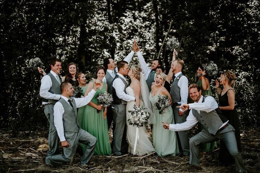 Gray and Green Bridal Party