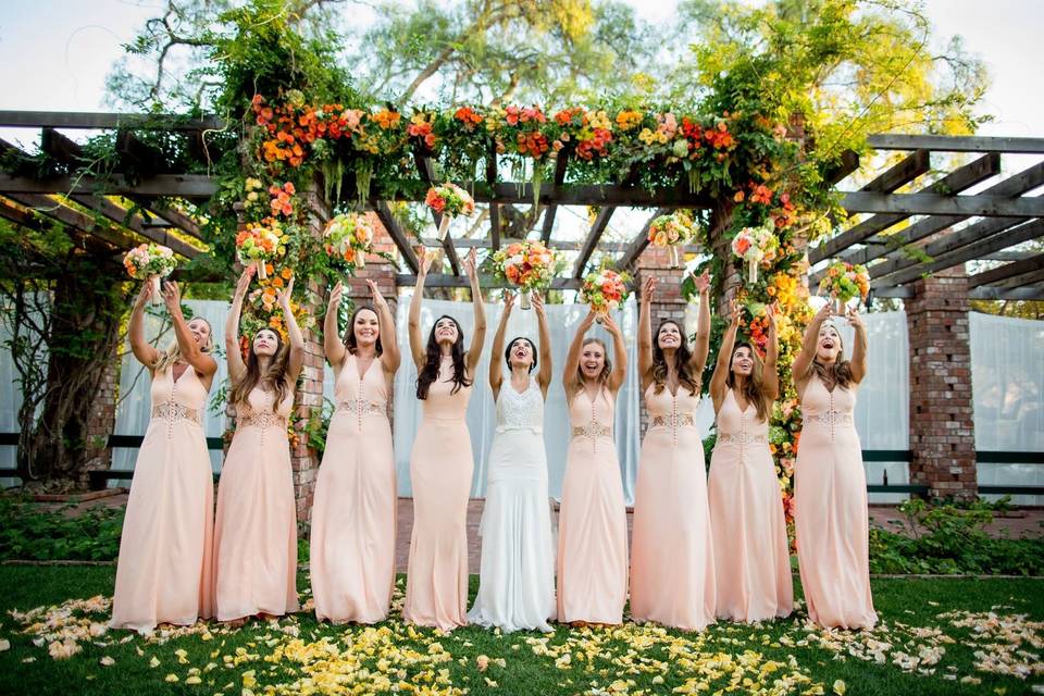 Bride with bridesmaids