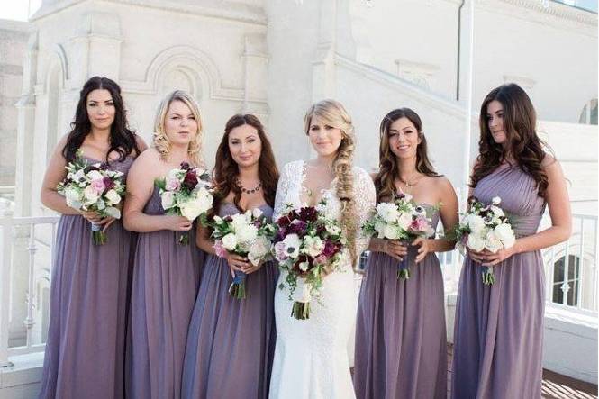 Bride and bridesmaids