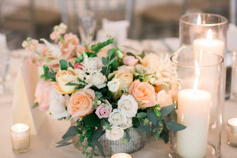 Table with candle centerpiece