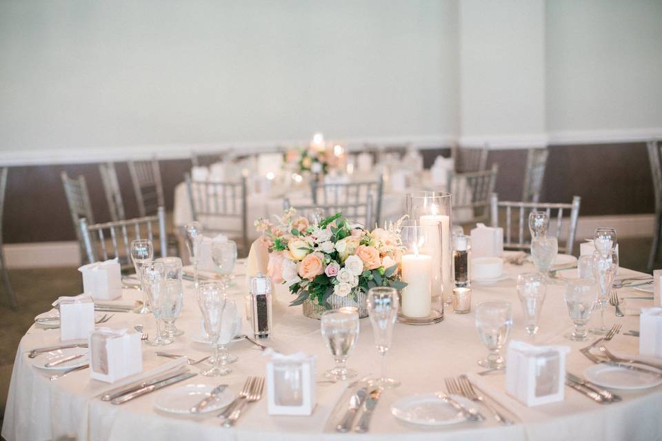 Table with flower centerpiece