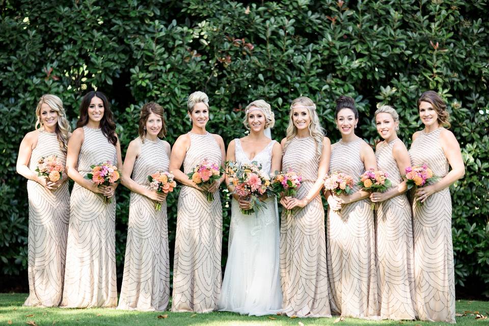 Bride and bridesmaids