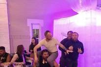 Fun in front of selfie booth