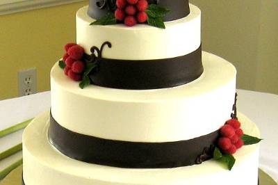 White cake with black lining