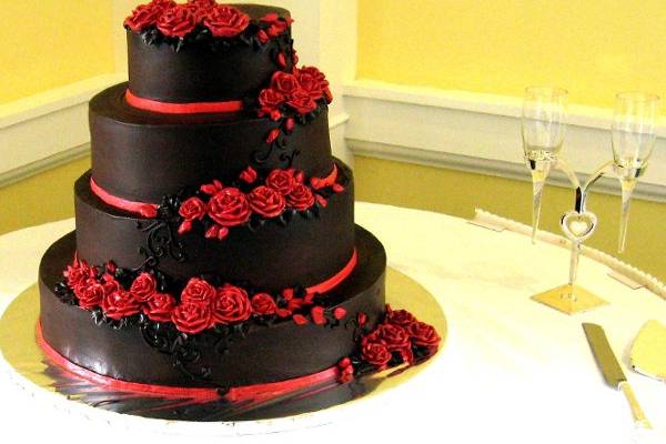 Red and black cake