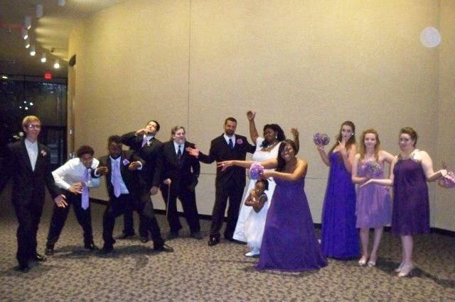 The couple and wedding attendants