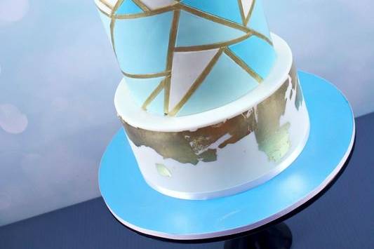 Blue geometrical cake