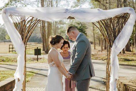 Exchanging vows outdoors