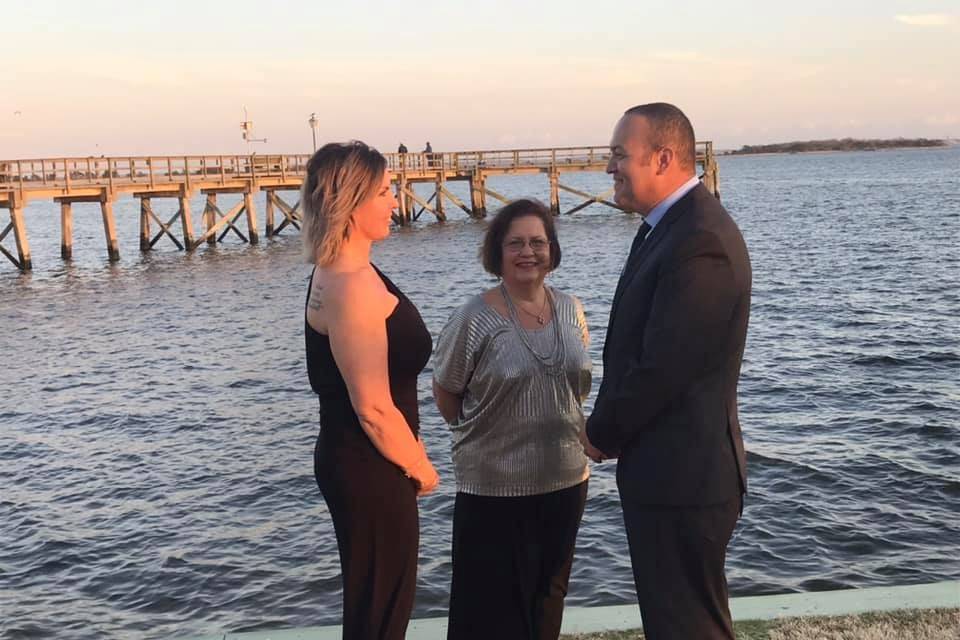 Exchanging vows by the sea