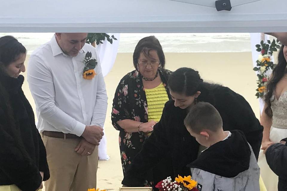 Beautiful family sand ceremony