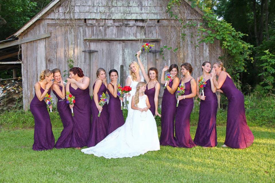 The bride with her bridesmaids