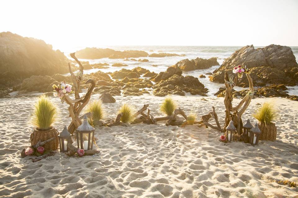 Beach wedding ceremony