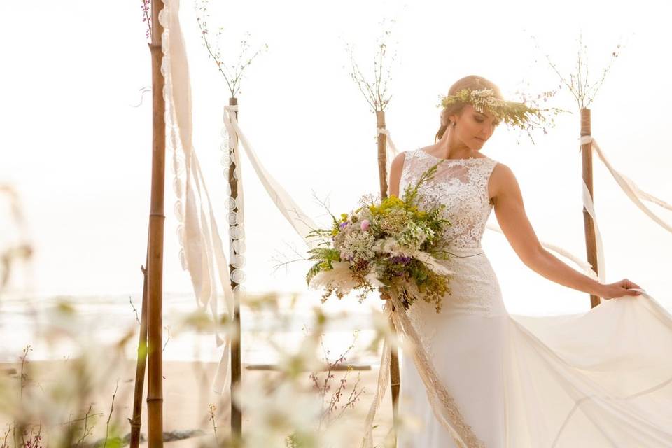 Beach wedding ceremony